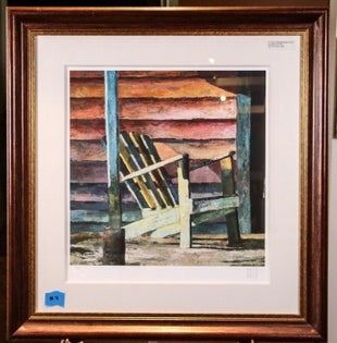 EMPATAO POCH "BEACH CHAIR" CHROMOLITHOGRAPH PRINT SIGNED AND NUMBERED 30/195 32x31x2 