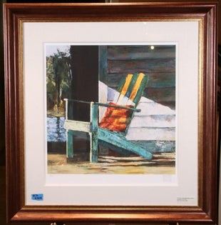 EMPATAO POCH "BEACH CHAIR" CHROMOLITHOGRAPH PRINT SIGNED AND NUMBERED 312/195 32x31x2 