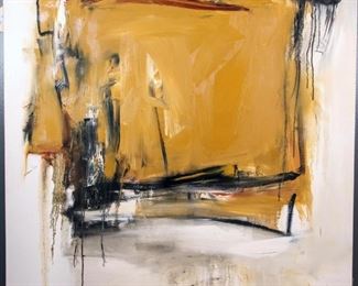 JUDY COX "GOING TO KANSAS" ABSTRACT ON CANVAS 48x52x1 