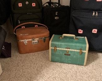 Vintage train luggage and suitcases