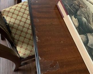 #2 antique dinning table w middle support double leg corner 6 chairs as is66x42x30  $ 199.00