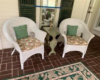 #14 wicker chairs w arms (2) @ 30 ea.