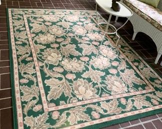 #21 5x8 green rose machine made rug   $ 45.00