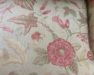 #34 yellow coral flower skirted camel back sofa 7 foot  $ 100.00