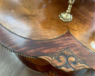 #37 oval end table w shelf burled wood   $ 175.00