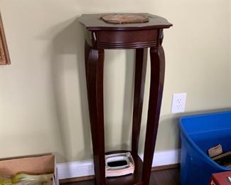 #41 as is fern stand wood w tile on top off 38 tall  $ 75.00