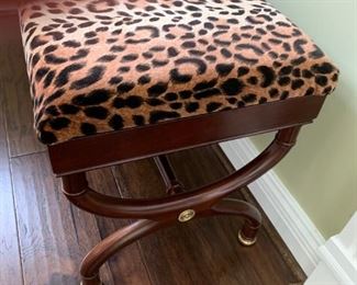 #42 leopard print velvet stool 26x16x20  $ 65.00