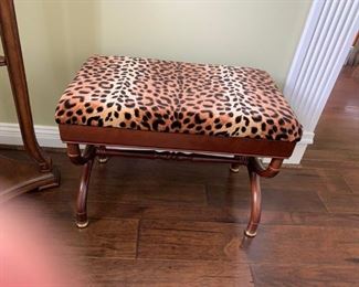 #42 leopard print velvet stool 26x16x20  $ 65.00