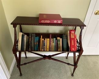 #52 bookcase entry table w 4 x style legs 36x16x33  $ 175.00