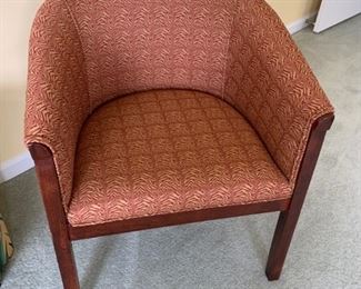 #62 (2) mid century side chairs yellow /blue and rust 2@ 175 ea.