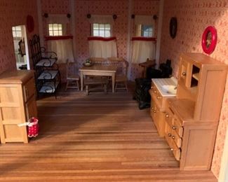 #64 doll house w stairs and floors 33x17x43  $ 500.00 #65 doll house furniture taged in bags  $ 200.00