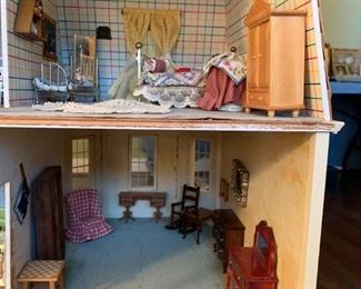 #64 doll house w stairs and floors 33x17x43  $ 500.00 #65 doll house furniture taged in bags  $ 200.00
