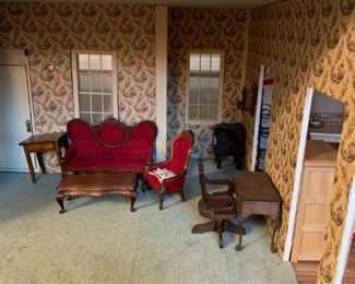 #64 doll house w stairs and floors 33x17x43  $ 500.00 #65 doll house furniture taged in bags  $ 200.00