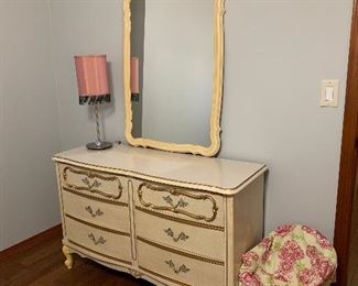 French provincial dresser and mirror 