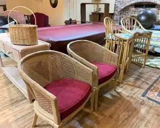 Bamboo chairs, tall counter chairs