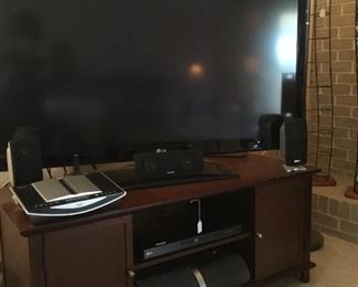 LG flatscreen and Sanyo sound system