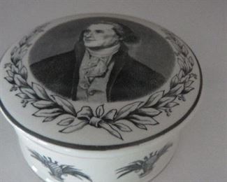 Staffordshire Porcelain Box Thomas Jefferson
