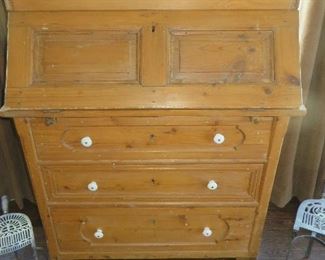 Antique Slant Front Pine Desk