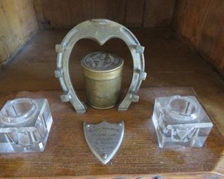 Vintage Equestrian Motif Double Inkwell
Dated 1903