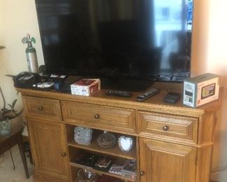 Solid Wood TV Stand and 50 inch TV