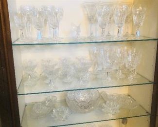 Crystal, cut glass bowls and glasses including Waterford