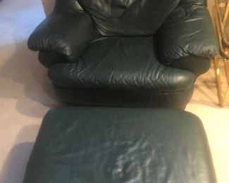 Leather Chair and Ottoman