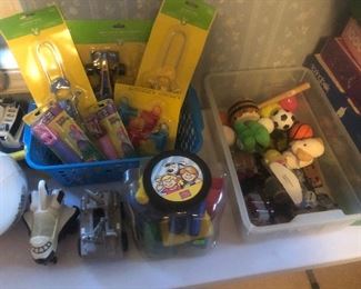 Kids toys, cars, and stuffed animals,