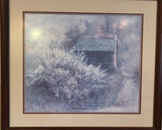 "Backwood Redbuds", 1987 Plate II, Series X  framed print by artist, Ben Hampton.