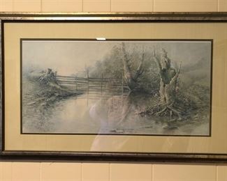 "Reflecting Sycamores", 1977 Plate II, Series IV framed print by artist, Ben Hampton. 