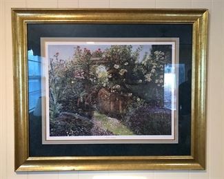 "Garden Archway" signed & numbered (50/750) framed print by artist, Elaine Bradley.