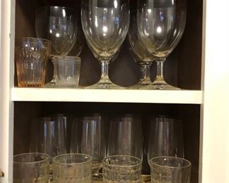 2 sets of 8 crystal wine glasses & set of 6 snuff glasses