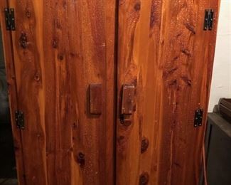 Cedar armoire w/ 2 doors & a bottom drawer 
