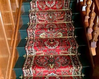 Oriental Stair Runner with Solid Brass Stair Rods & Finials
