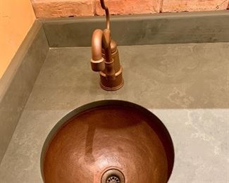 Herbeau Weathered Copper Sink & Faucet