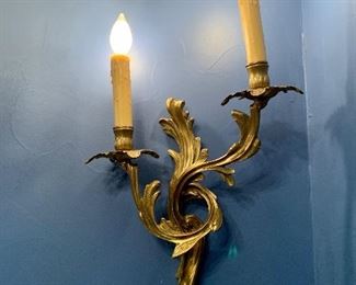 Pair of Bronze Dore' Sconces