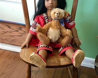 Annette Himstedt doll, rare Steiff bear