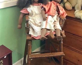 Annette Himstedt dolls......“Fatou” and a vintage high chair