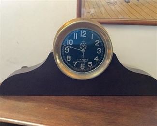 Antique brass Navy ship clock, with key!