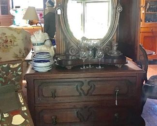 Victorian dresser and beautiful vanity mirror