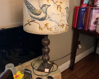 Lamp with bird on shade