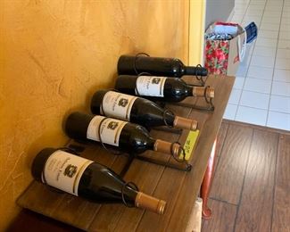 Wine bottles and rack