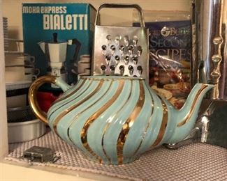 Blue and gold teapot