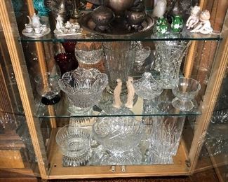 Crystal bowls and tea pots/cup