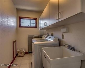 Laundry cabinets; Maytag gas dryer & Whirlpool Cabrio washing machine