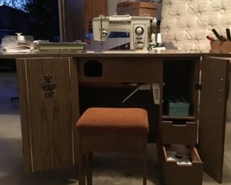 Vintage Brother Sewing machine and cabinet with stool