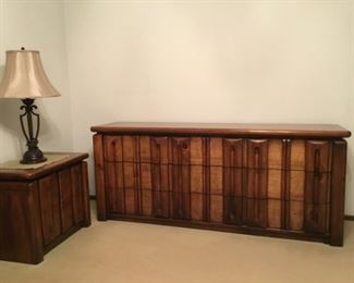 Dresser and night stands and lamps