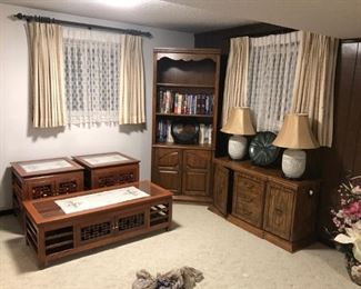 Coffee table and end tables with cushions from Japan.