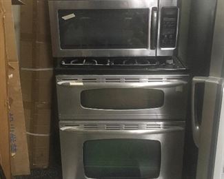 Above range microwave and double oven stove