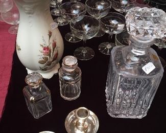Crystal, vases, glasses, decanter