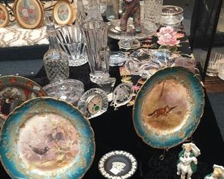 Plates, Wedgwood, crystal, vases
